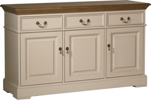 Image of Yp Furniture Country House Three Door Sideboard - Oak Top And Ivory