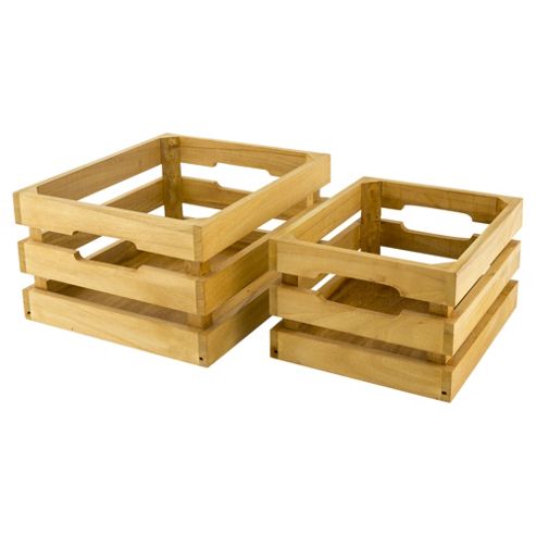 Image of Tesco 2 Set Wooden Slated Crates