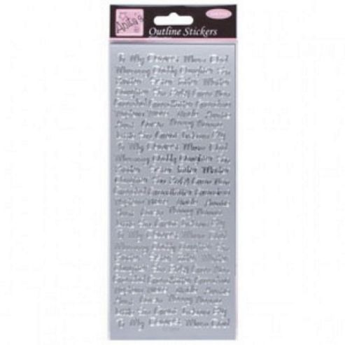Image of Outline Stickers Relative Messages Silver