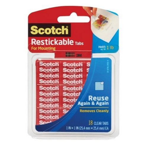 Image of Scotch Restickable Tabs For Mounting - Pack Of 18 Tabs Ref: R100