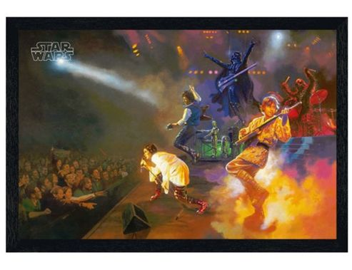 Image of Black Wooden Framed Star Wars Rock Band Poster