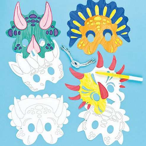 Image of Colour-in Dinosaur Craft Masks (pack Of 6)