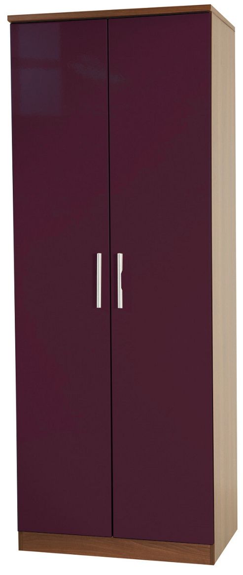 Image of Welcome Furniture Knightsbridge Tall Plain Wardrobe - Aubergine - Cream - 127cm H