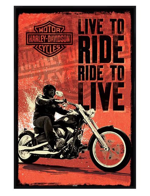 Image of Harley Davidson Gloss Black Framed Live To Ride Poster