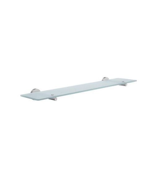 Image of Smedbo Home Bathroom Glass Shelf With Brackets - Brushed Chrome