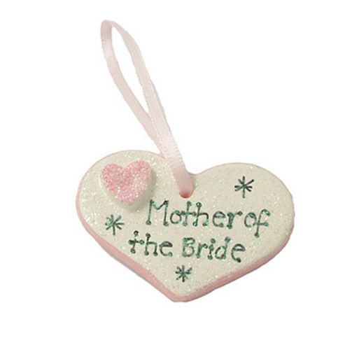 Image of Mother Of The Bride Pink Sparkle Heart Wedding Keepsake