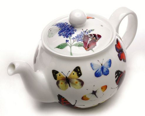 Image of Roy Kirkham Butterfly Garden Bone China 6 Cup Teapot