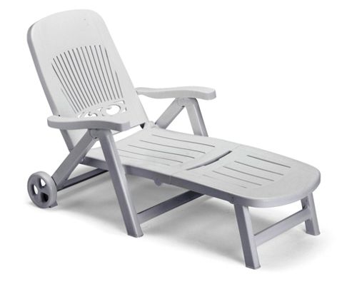 Image of Scab Splendido Folding Reclining Sun Lounger With Wheel - White
