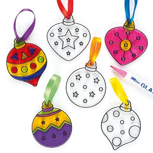 Image of Christmas Bauble Suncatchers For Children To Paint And Hang - Pack Of 9