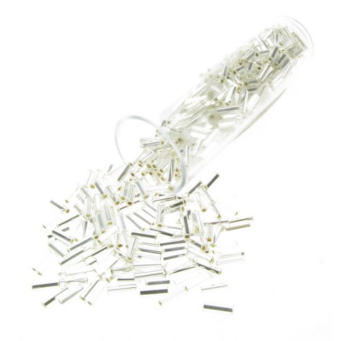 Image of Bugle Bead Silver Colour Silver Lined 30g