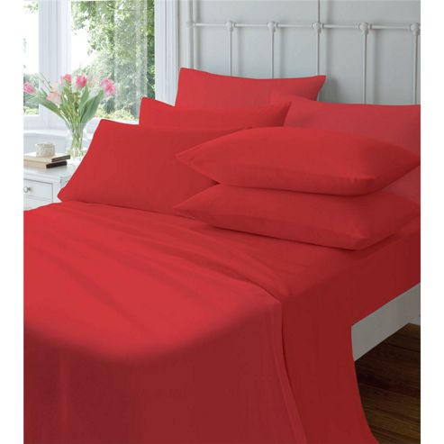 Image of Catherine Lansfield Home Cosy Corner 145gsm Plain Dyed Flette Pillowcases Red