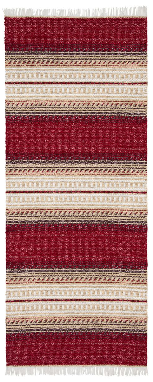Image of Swedy Ljung Red / White Rug - Runner 60 Cm X 180 Cm (2 Ft X 5 Ft 11 In)