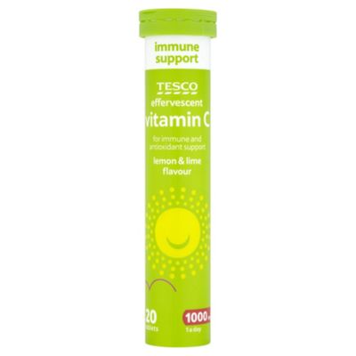 Tesco Health Effervescent Vitamin C Tablets - Lemon and Lime 20s