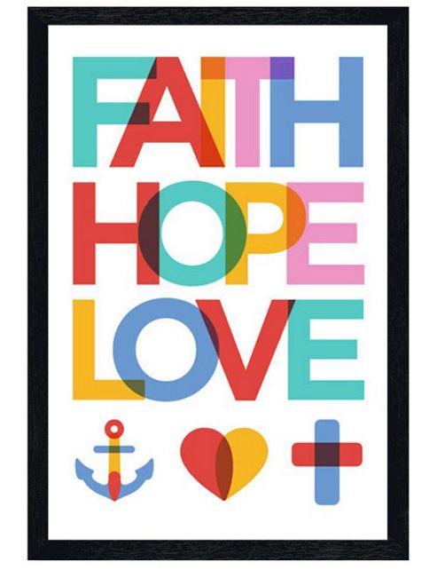 Image of Black Wooden Framed Faith, Hope & Love Poster