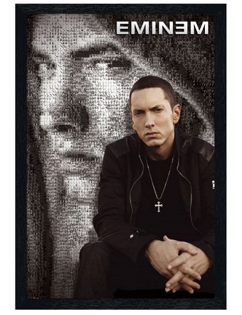Image of Eminem Black Wooden Framed Mosaic Poster