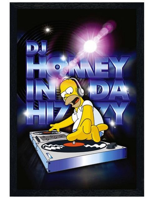 Image of Black Wooden Framed The Simpsons Dj Homey Poster