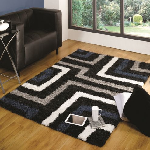 Image of Nordic Tides Blue/grey 80x150 Cm Shaggy Rug
