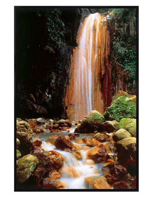 Image of Gloss Black Framed Tropical Waterfall Poster
