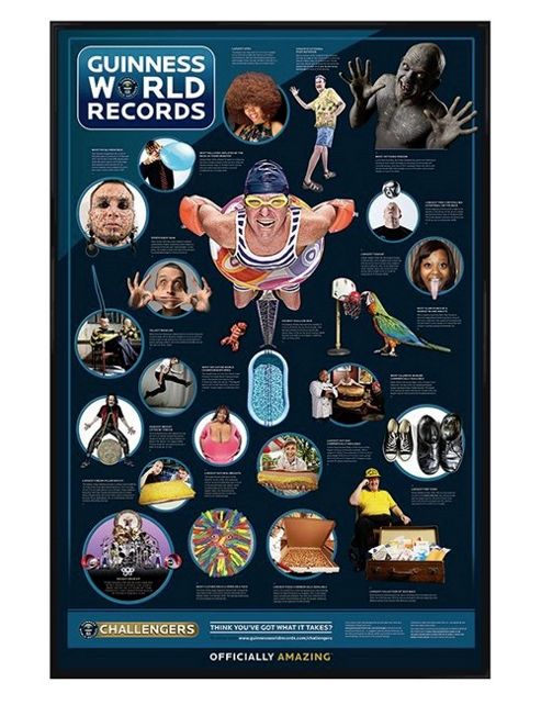 Image of Gloss Black Framed Guinness World Records Challengers Poster