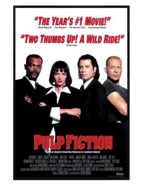 Image of Pulp Fiction Quentin Tarantino Gloss Black Framed Cinema One Sheet Poster