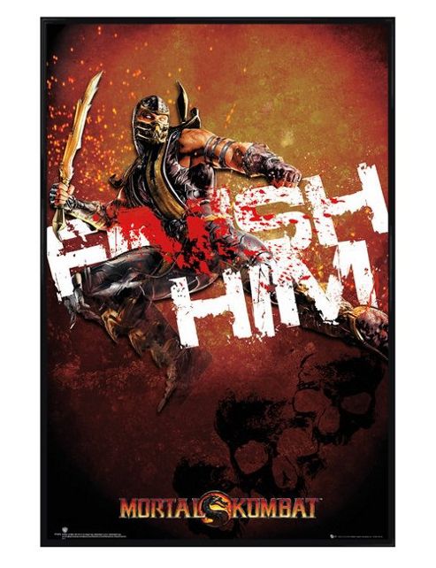 Image of Gloss Black Framed Mortal Kombat Finish Him! Poster