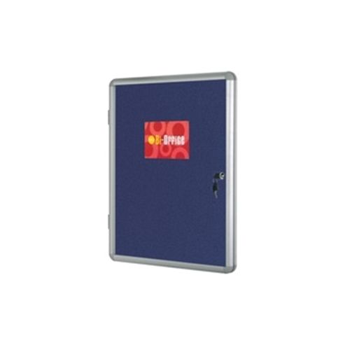 Image of Bi-office Lockable Internal Display Case 1200x900mm Blue Felt Aluminium Frame Vt640107150