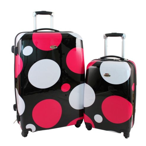 Image of Swiss Case 4 Wheel Hard 2pc Suitcase Set Pink Disco