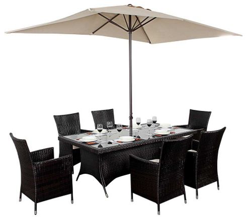 Image of Luxan Wgf-112 Port Royal Luxe Rectangle Dining Set - Seats 6