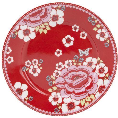 Image of Room 7 Winter Poppy 18cm Porcelain Cake Plate In Rosa