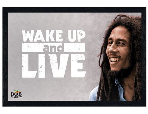 Image of Bob Marley Black Wooden Framed Wake Up And Live Poster