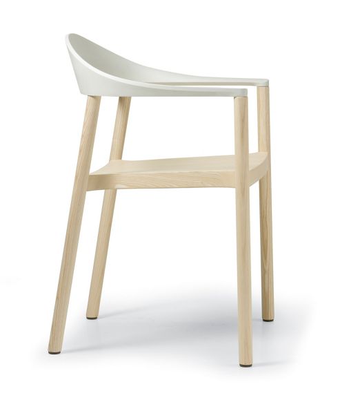 Image of Plank Monza Armchair With White Back Rest - Ash Natural