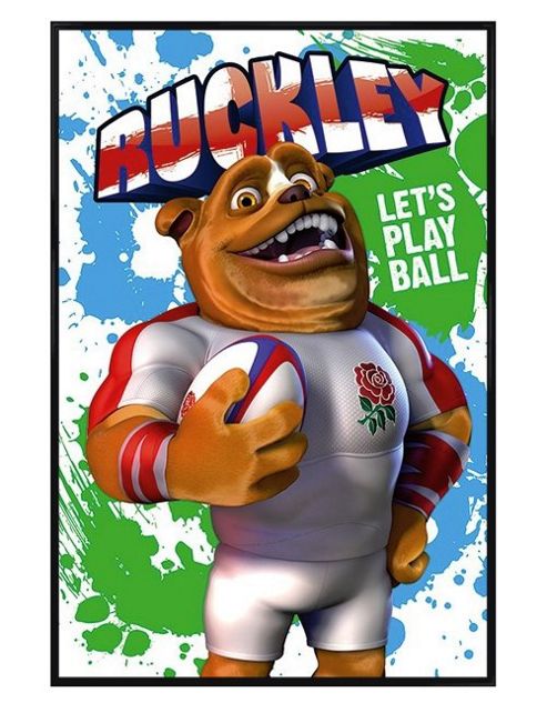 Image of England Rugby Gloss Black Framed Ruckley, Let's Play Ball Poster