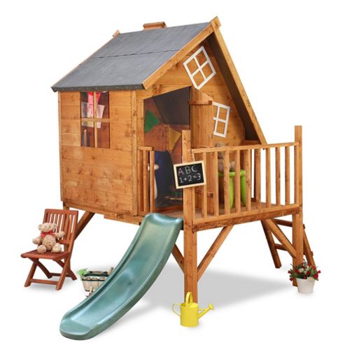 Image of Mad Dash Crooked Cottage Tower Xtra Playhouse With Slide, 6ft X 7ft