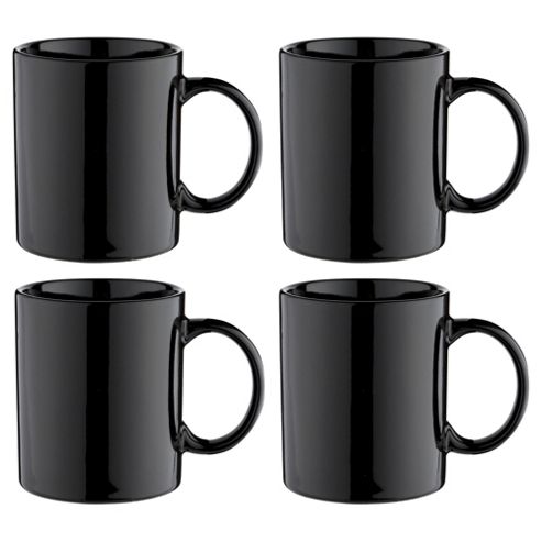 Buy Set of 4 Plain Stoneware Mugs, Black from our Mugs, Cups & Saucers ...