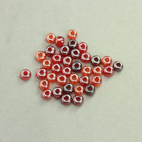 Image of Czech Seed Bead 2/0 Red Lustered Mix