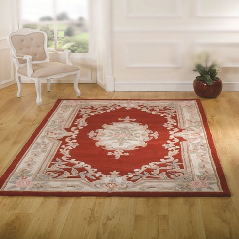 Image of Lotus Premium Aubusson Red 150x240 Wool Rug