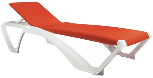 Image of Resol Marina Sun Lounger - White Frame With Orange Canvas Material