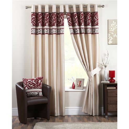 Image of Curtina Coniston Eyelet Lined Curtains 66x54 Inches (167x137cm) - Red