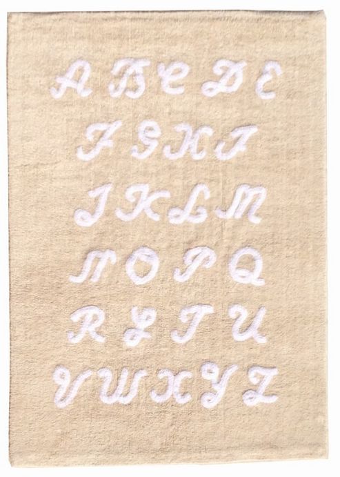 Image of Lorena Canals Abc Beige Children's Rug - 120 Cm W X 160 Cm D (3 Ft 11 In X 5 Ft 3 In)