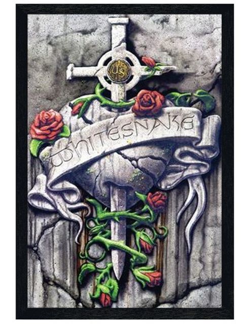 Image of Whitesnake Black Wooden Framed Dagger & Roses Poster
