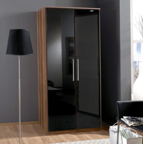 Image of Amos Mann Furniture Milano 2 Door Wardrobe - Black And Walnut