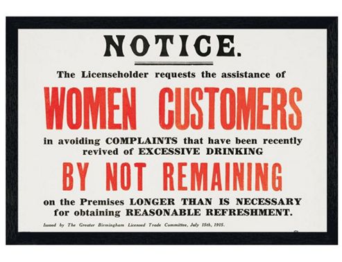 Image of Black Wooden Framed Warning To Women Drinkers Poster