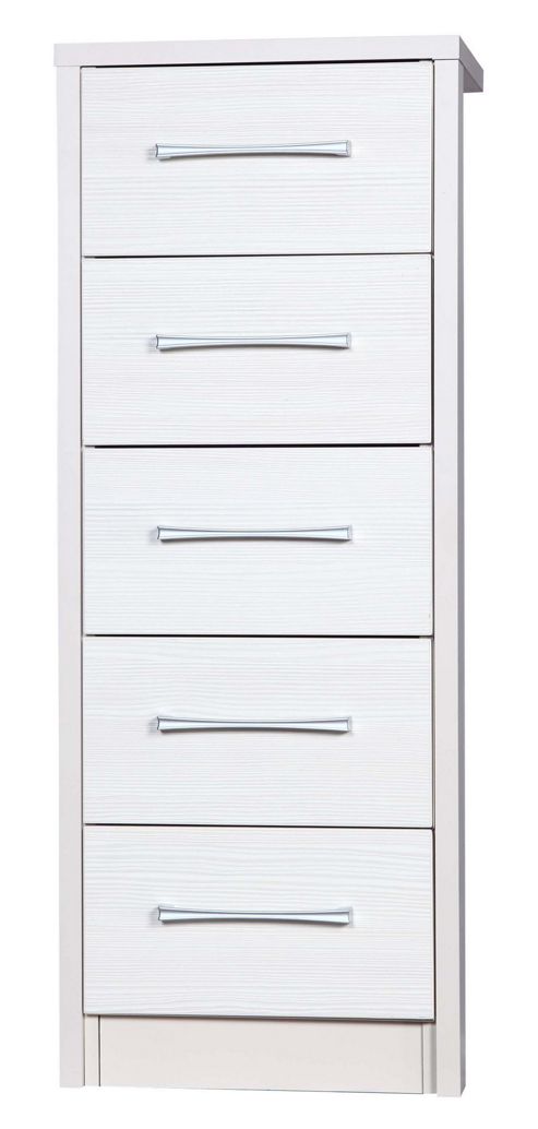 Image of Alto Furniture Avola 4 Drawer Tall Boy Chest - Cream Carcass With White Avola