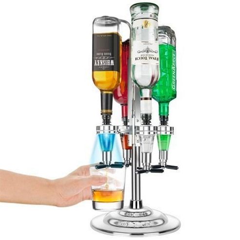 Image of Final Touch 4 Bottle Rotary Drinks Optics Bar Cocktail Sprit Caddy