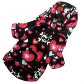Skull and Hearts Hooded Dog Onesie - Medium