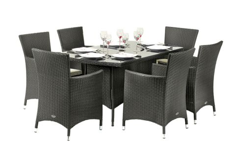 Image of Cannes 6 Seat Rectangular Dining Set - Ebony Black
