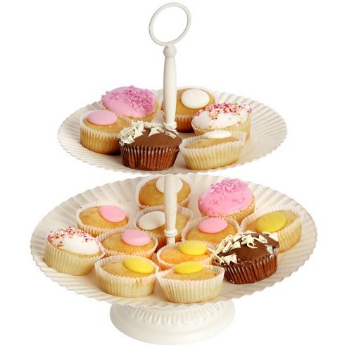 Image of Twill - Metal 2 Tier Cake Stand / Cupcakes / Parties - Antique Cream