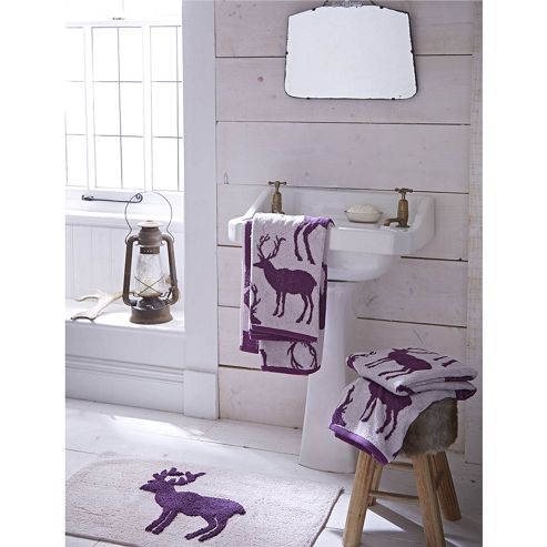 Image of Catherine Lansfield Home Cosy Corner Swing Stag 1600gsm Bath Mat Mulberry
