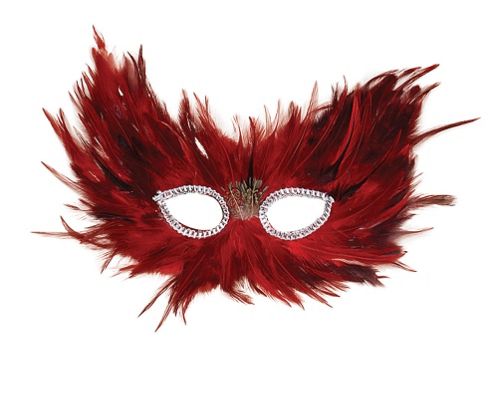 Image of Red & Black Feather Eye Mask