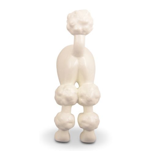 Image of Contemporary White Resin Poodle Dog Bum Coat Hook Wall Art